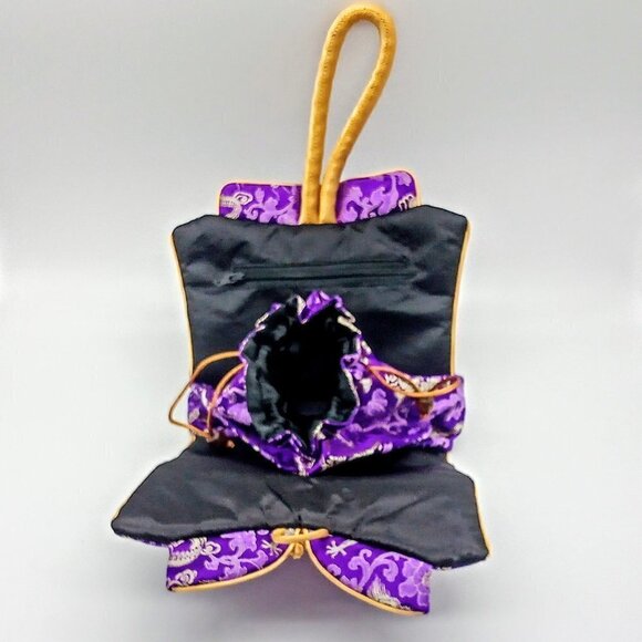 Chinese Purple Gold Silk Brocade Bag - Picture 3 of 6